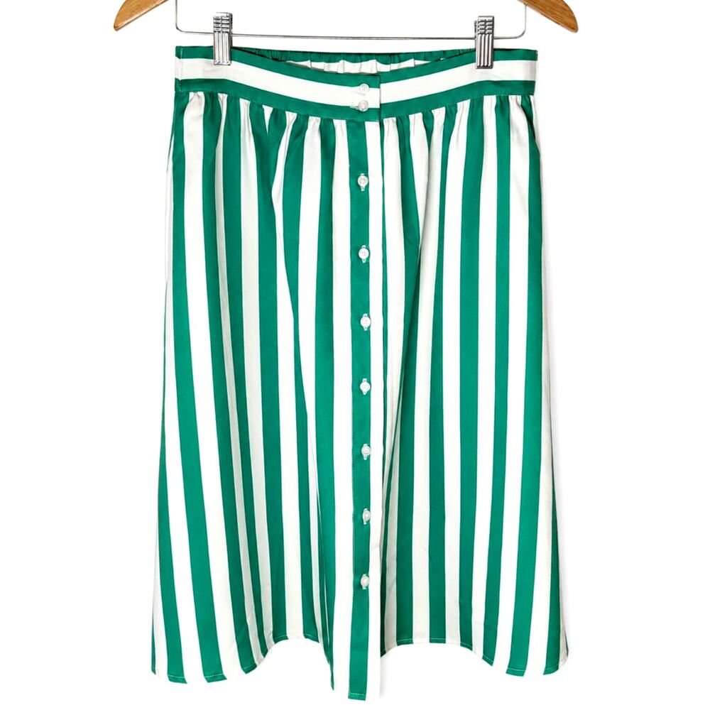 NWT Allegra K Striped Button Front Midi Skirt Small Cottagecore Preppy Classic